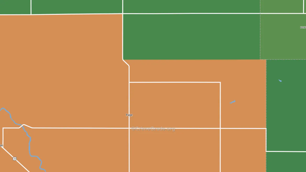 Page, NE Map of Vehicle Theft Rates