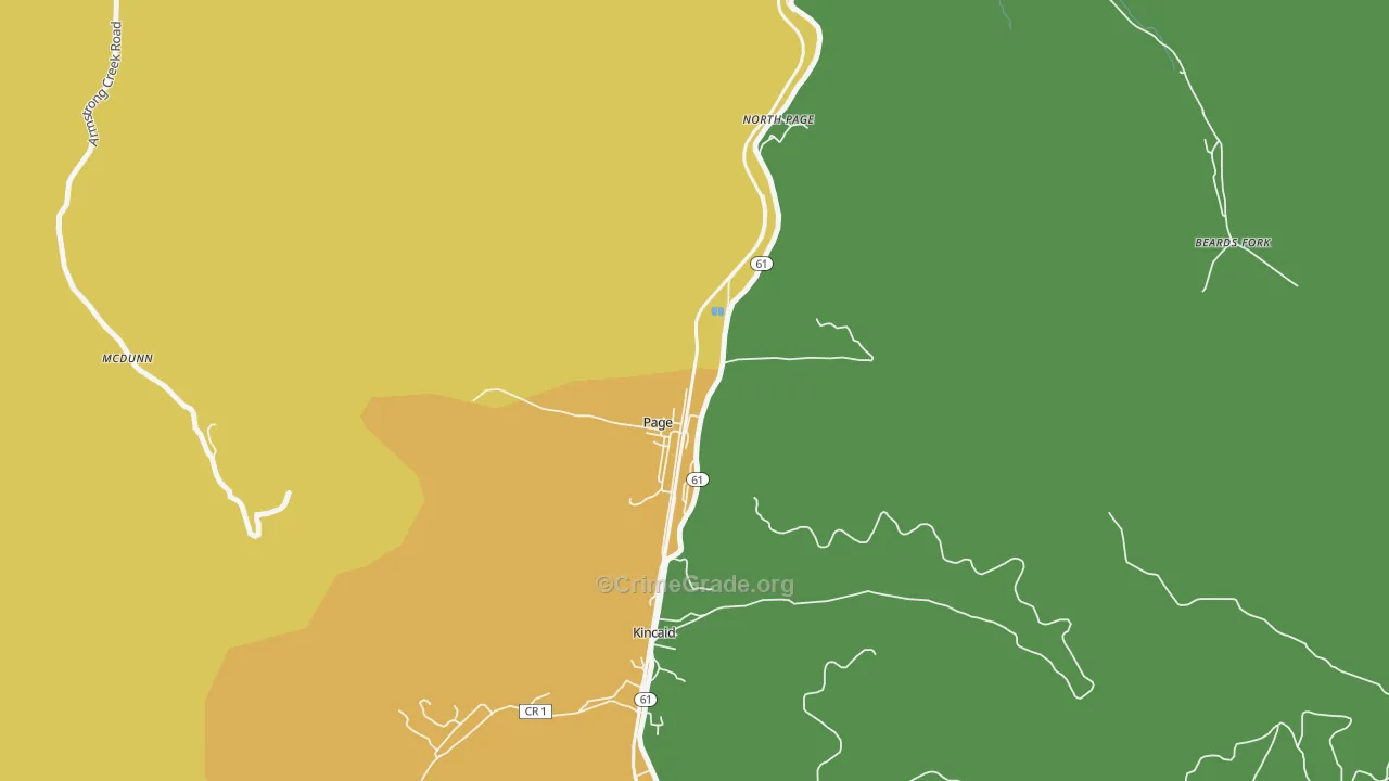 Page, WV Map of Vehicle Theft Rates