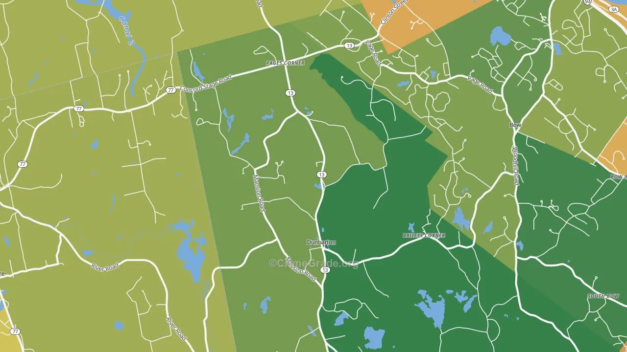 Pages Corner, NH Map of Vehicle Theft Rates