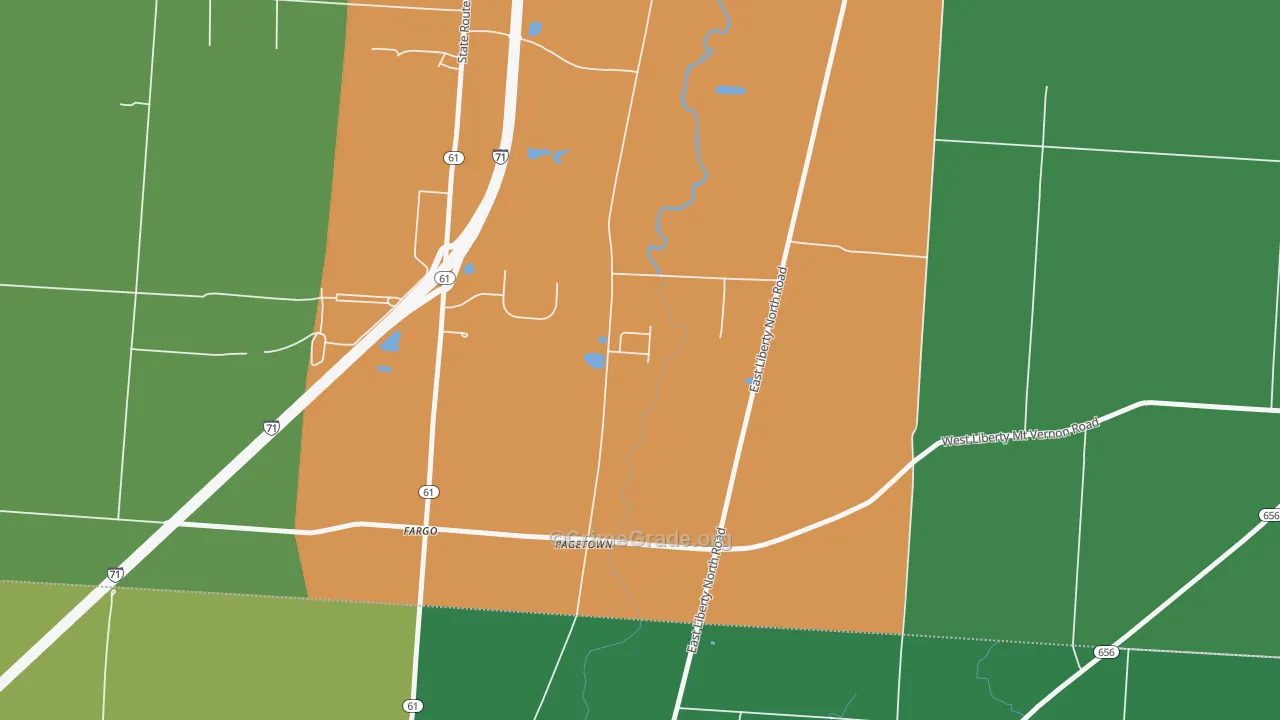 Pagetown, OH Map of Vehicle Theft Rates
