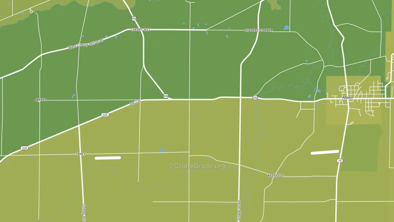 Pageville, PA Map of Vehicle Theft Rates