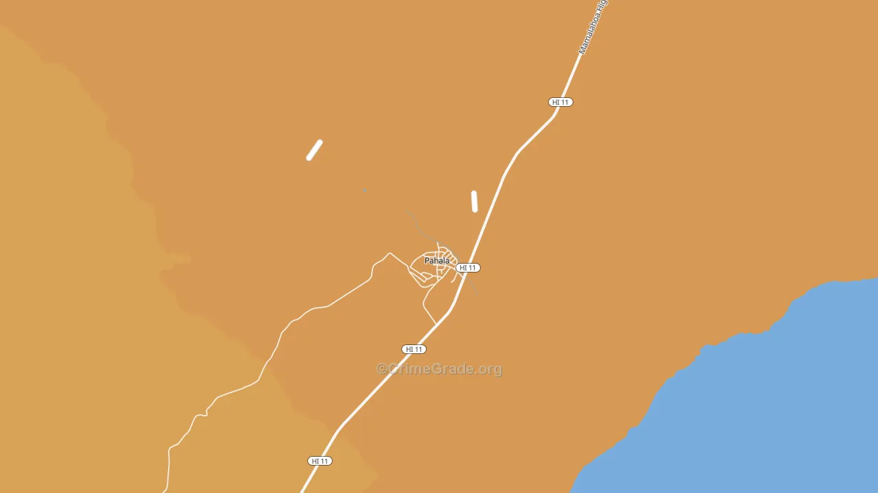 Pahala, HI Map of Vehicle Theft Rates