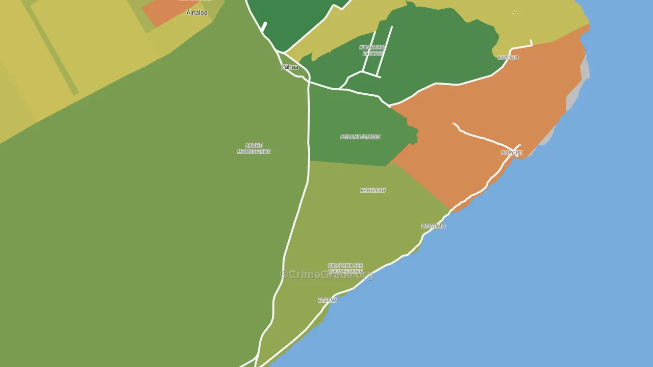 Pahoa, HI Map of Vehicle Theft Rates