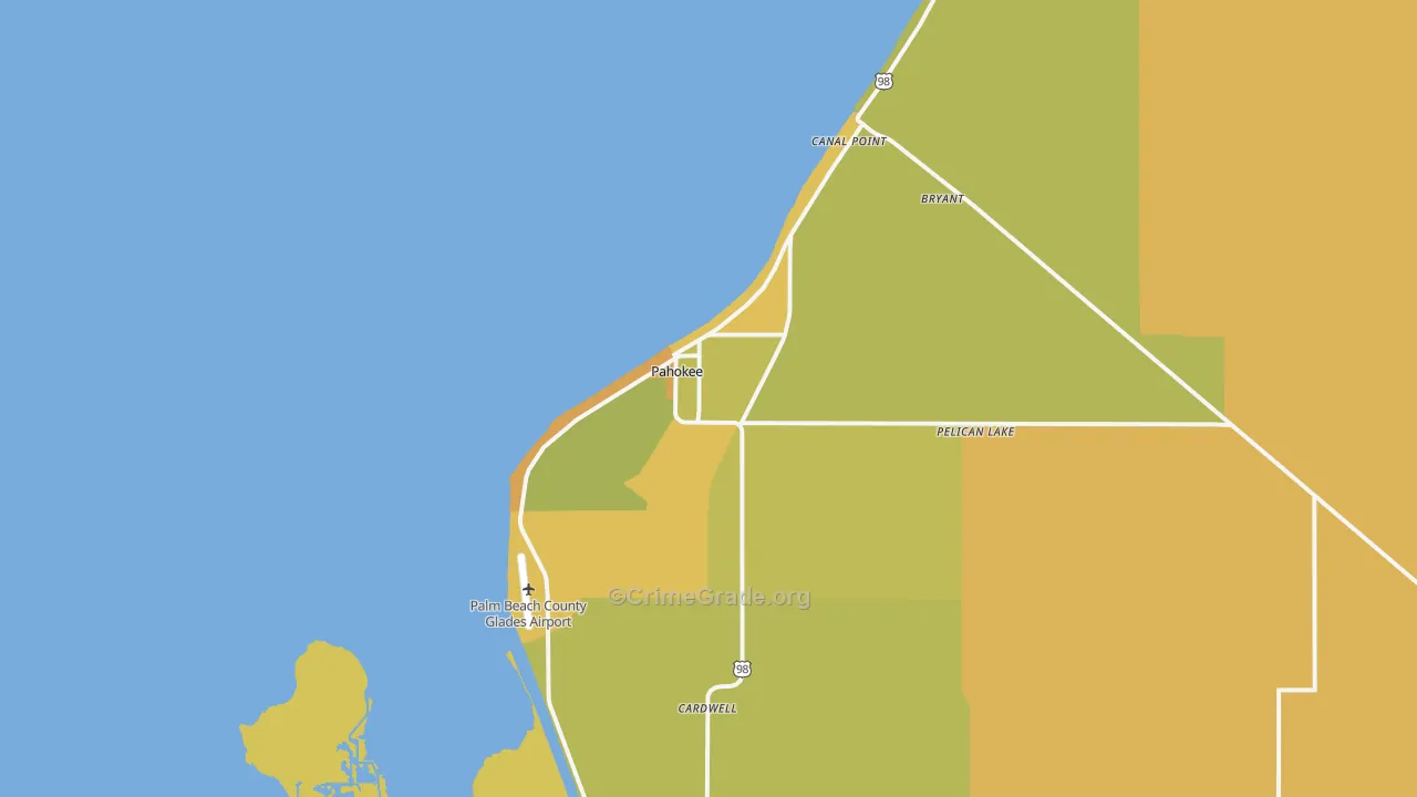 Pahokee, FL Map of Vehicle Theft Rates