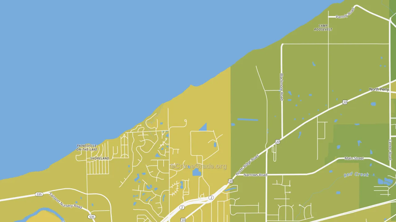 Painesville on the Lake, OH Map of Vehicle Theft Rates