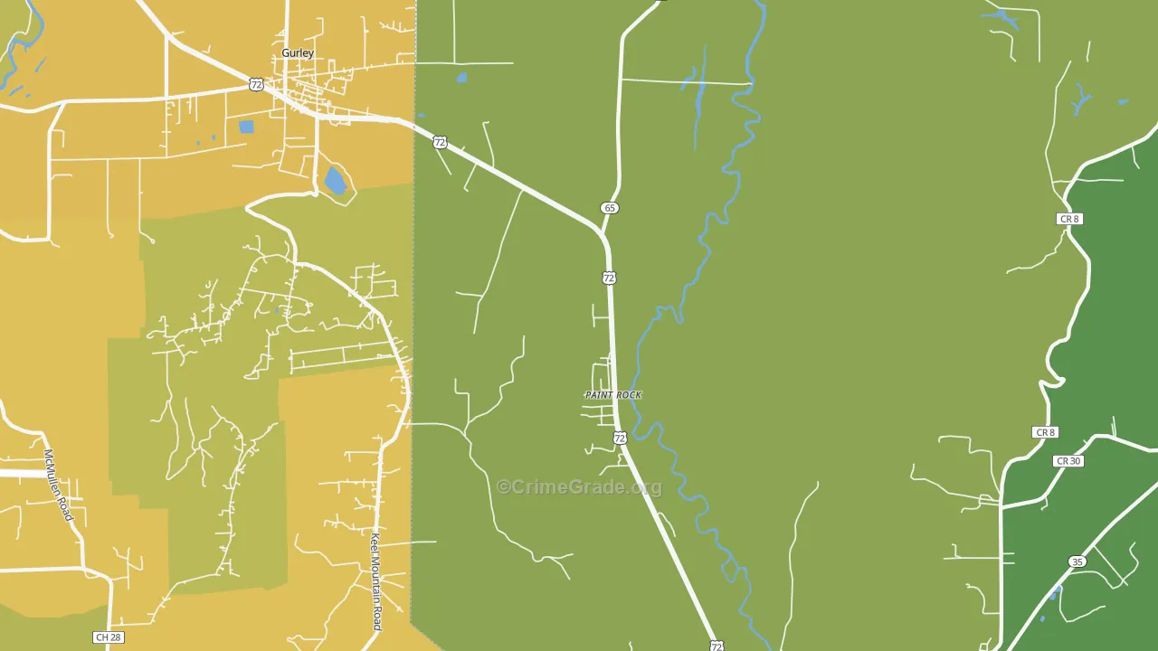 Paint Rock, AL Map of Vehicle Theft Rates