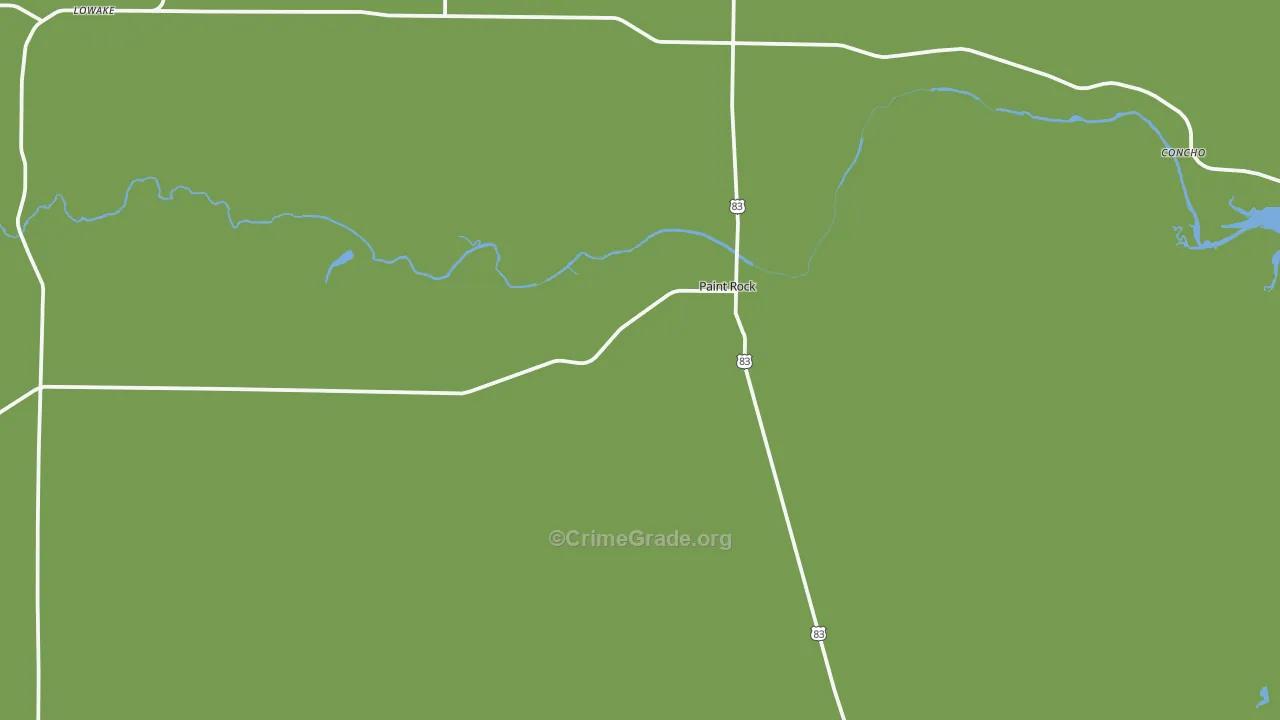 Paint Rock, TX Map of Vehicle Theft Rates