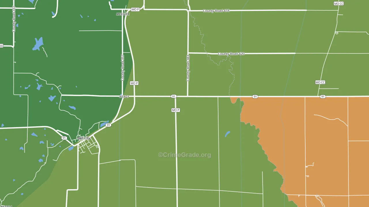 Painton, MO Map of Vehicle Theft Rates