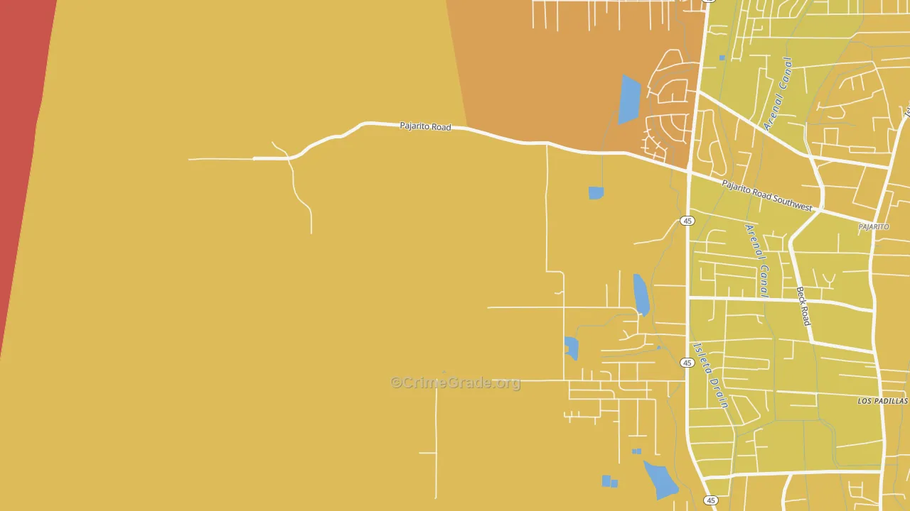 Pajarito, NM Map of Vehicle Theft Rates