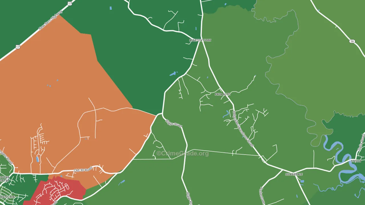 Pala Alto, NC Map of Vehicle Theft Rates
