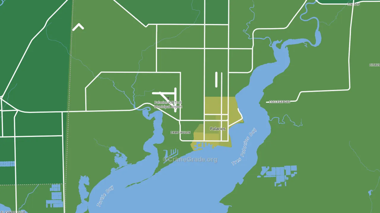 Palacios, TX Map of Vehicle Theft Rates