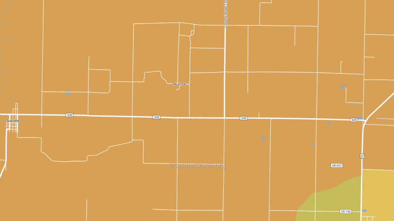 Palatka, AR Map of Vehicle Theft Rates