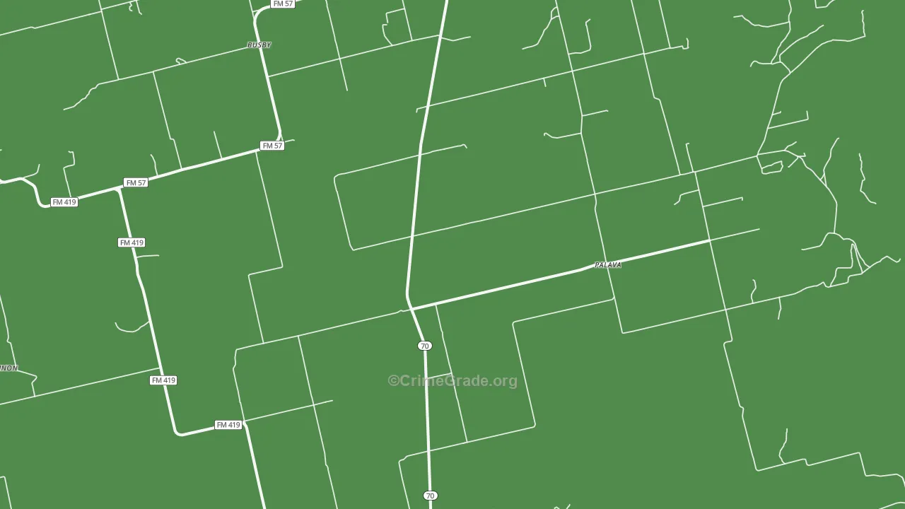 Palava, TX Map of Vehicle Theft Rates