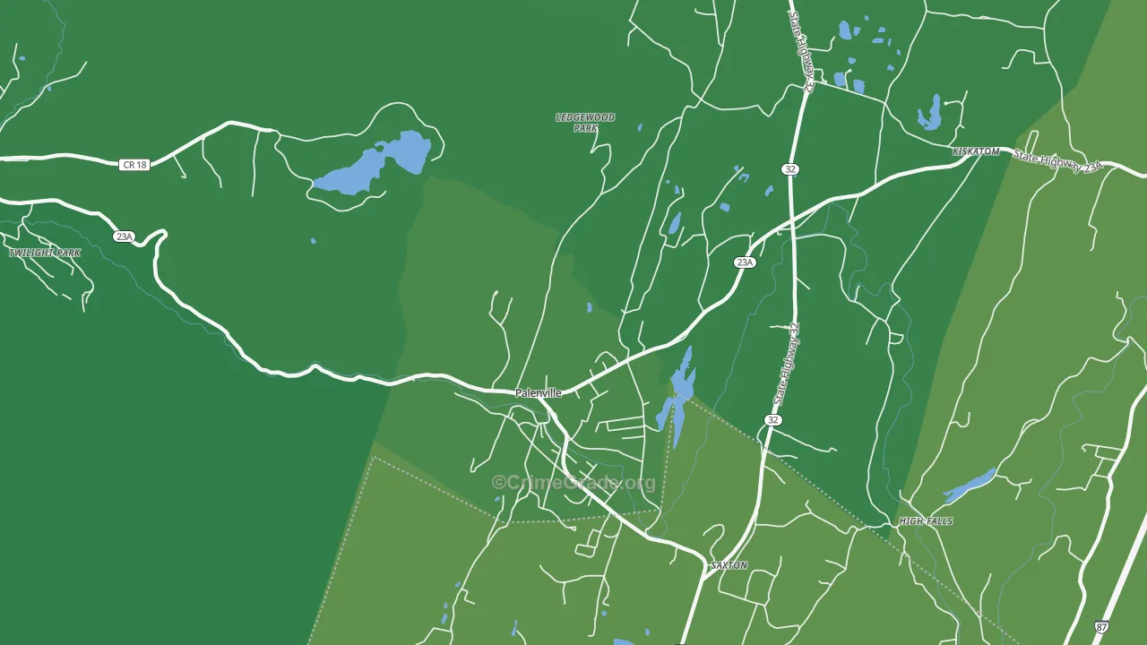 Palenville, NY Map of Vehicle Theft Rates