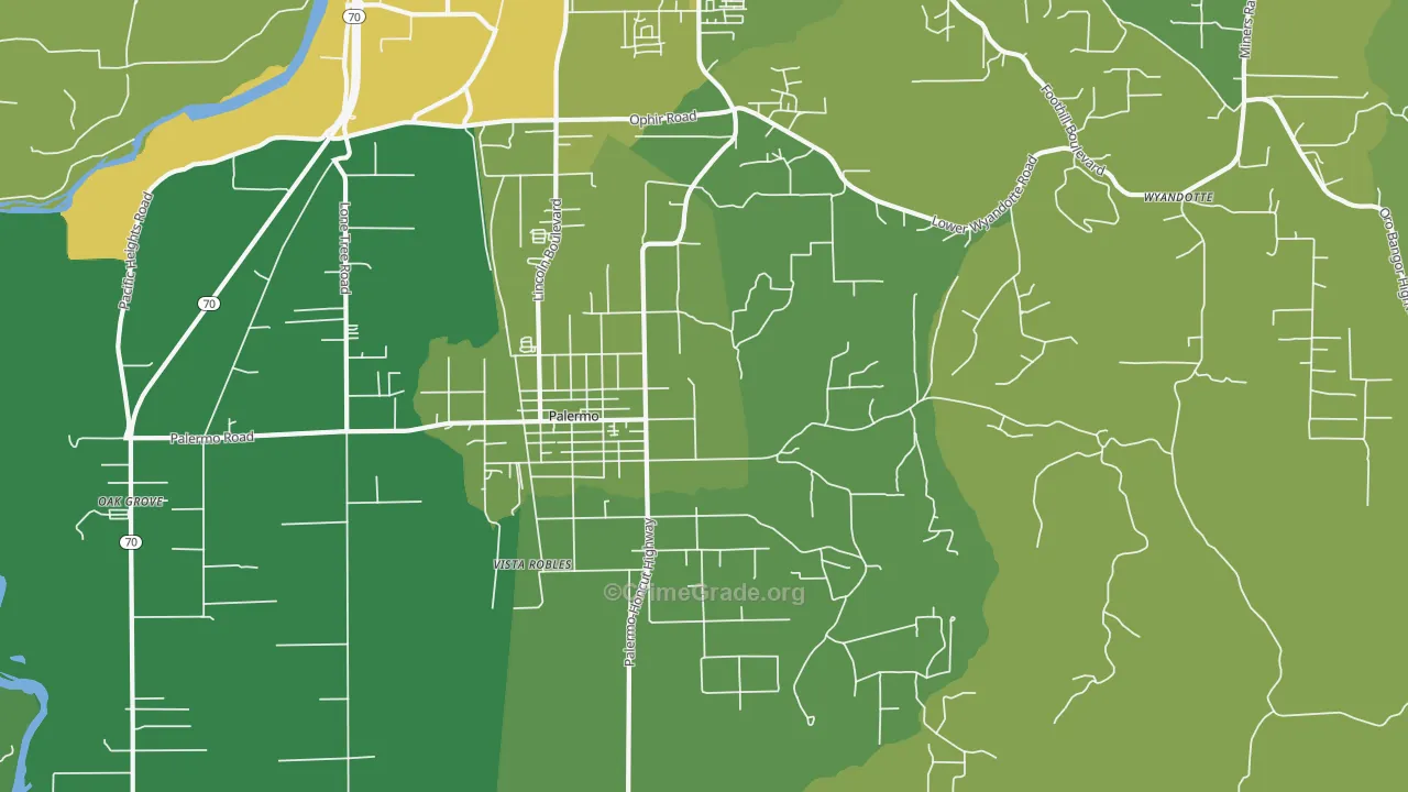 Palermo, CA Map of Vehicle Theft Rates