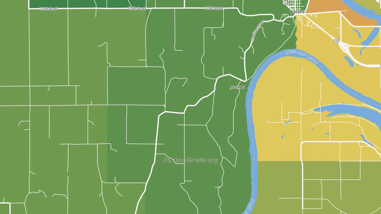Palermo, KS Map of Vehicle Theft Rates