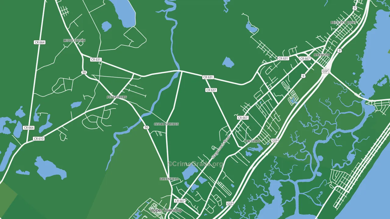 Palermo, NJ Map of Vehicle Theft Rates