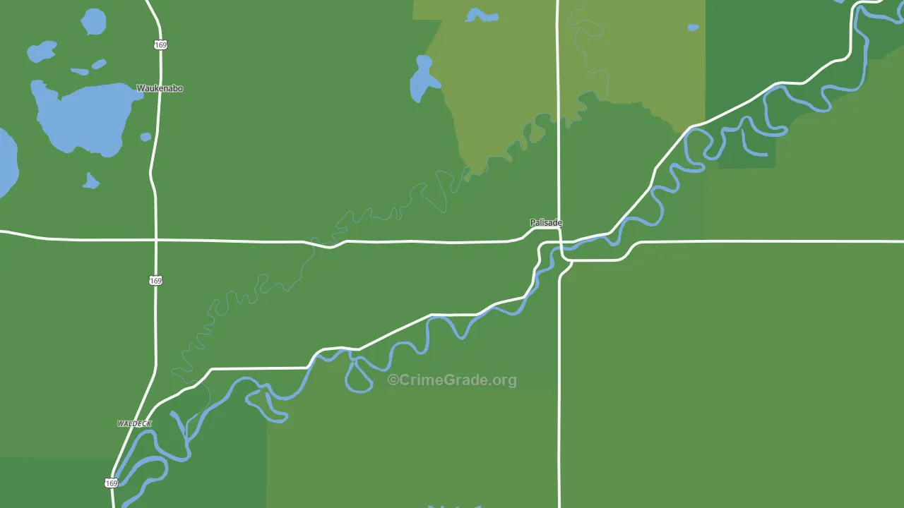 Palisade, MN Map of Vehicle Theft Rates