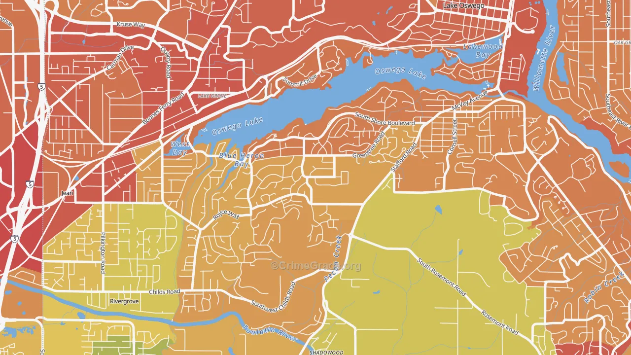 Palisades, Lake Oswego, OR Map of Vehicle Theft Rates