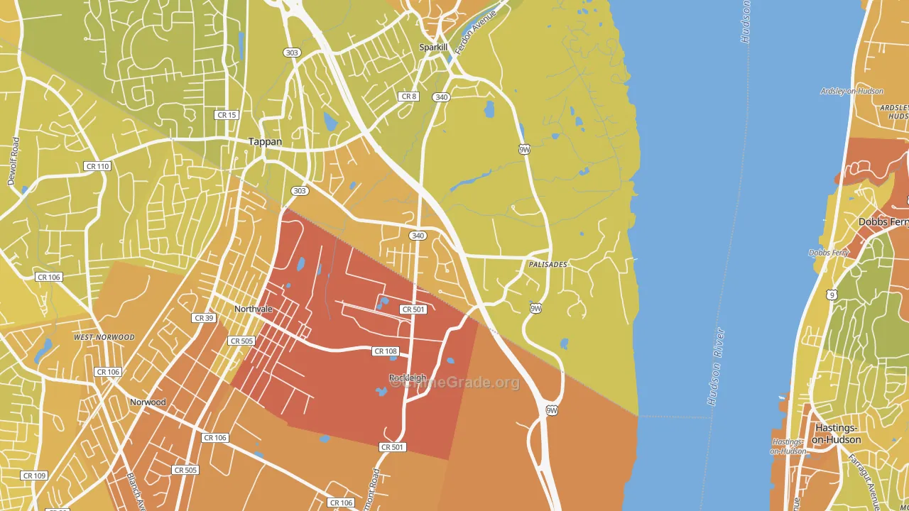 Palisades, NY Map of Vehicle Theft Rates