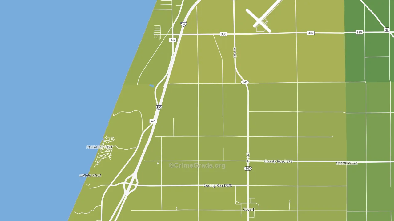 Palisades Park, MI Map of Vehicle Theft Rates