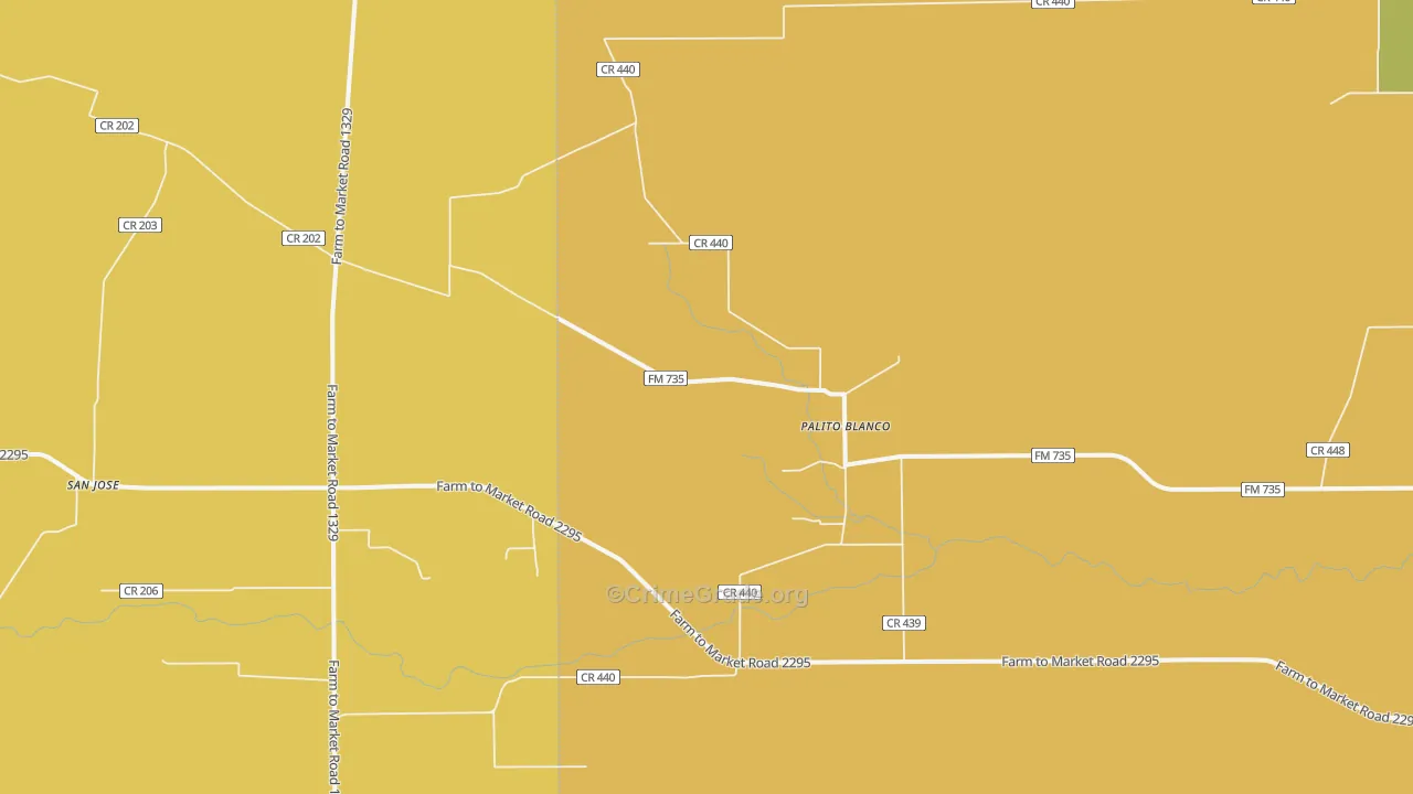 Palito Blanco, TX Map of Vehicle Theft Rates