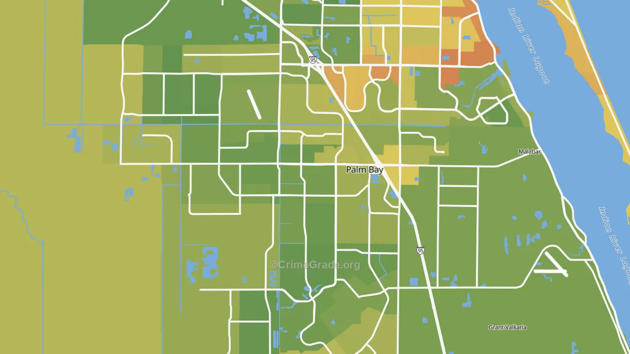 Palm Bay, FL Map of Vehicle Theft Rates