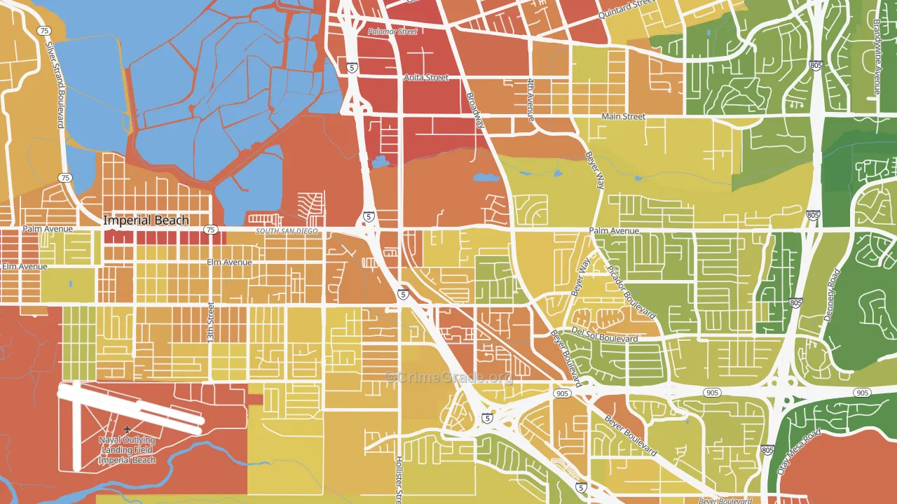 Palm City, San Diego, CA Map of Vehicle Theft Rates