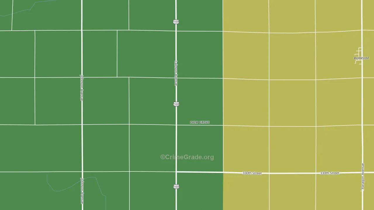 Palm Grove, IA Map of Vehicle Theft Rates