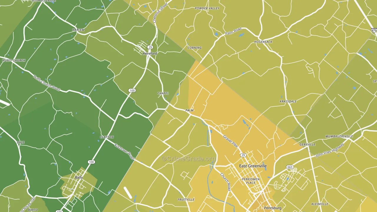 Palm, PA Map of Vehicle Theft Rates