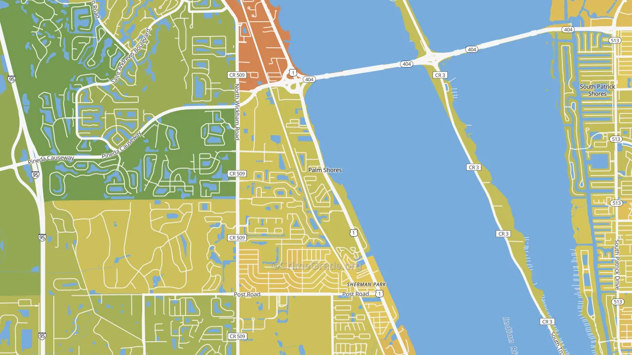 Palm Shores, FL Map of Vehicle Theft Rates