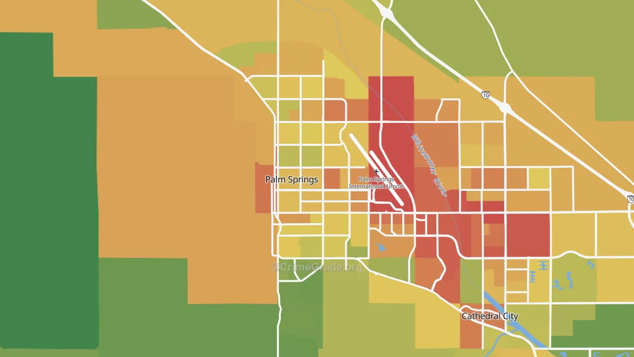 Palm Springs, CA Map of Vehicle Theft Rates