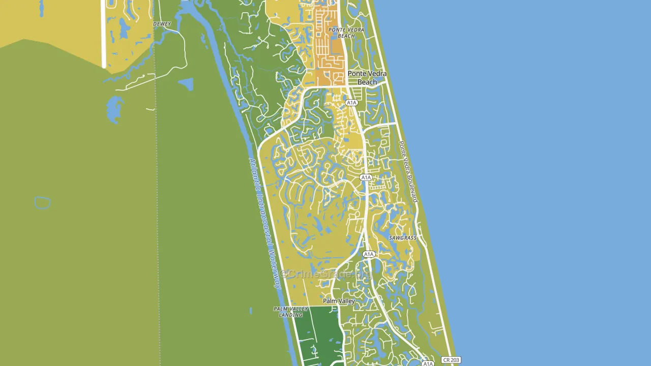 Palm Valley, FL Map of Vehicle Theft Rates
