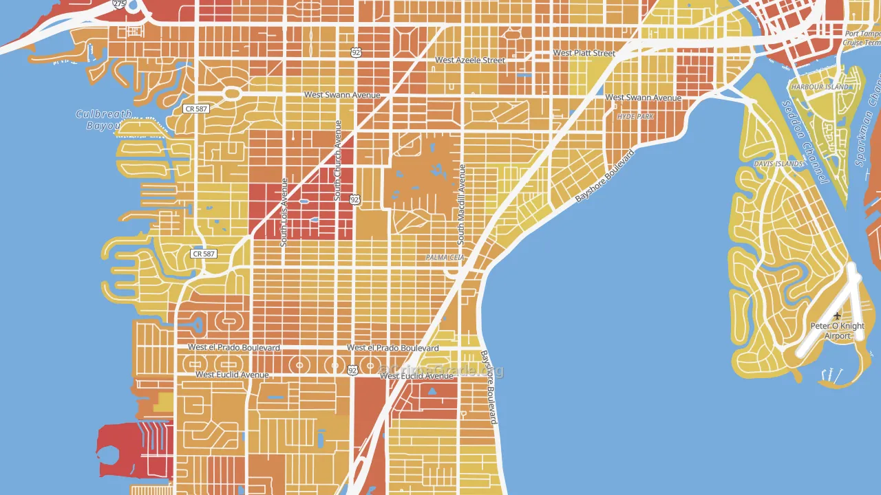 Palma Ceia, Tampa, FL Map of Vehicle Theft Rates