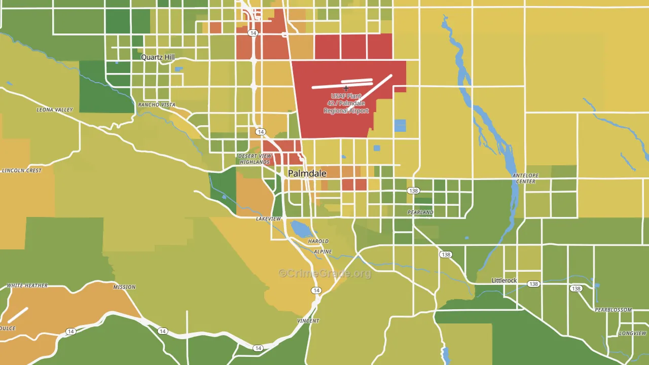 Palmdale, CA Map of Vehicle Theft Rates