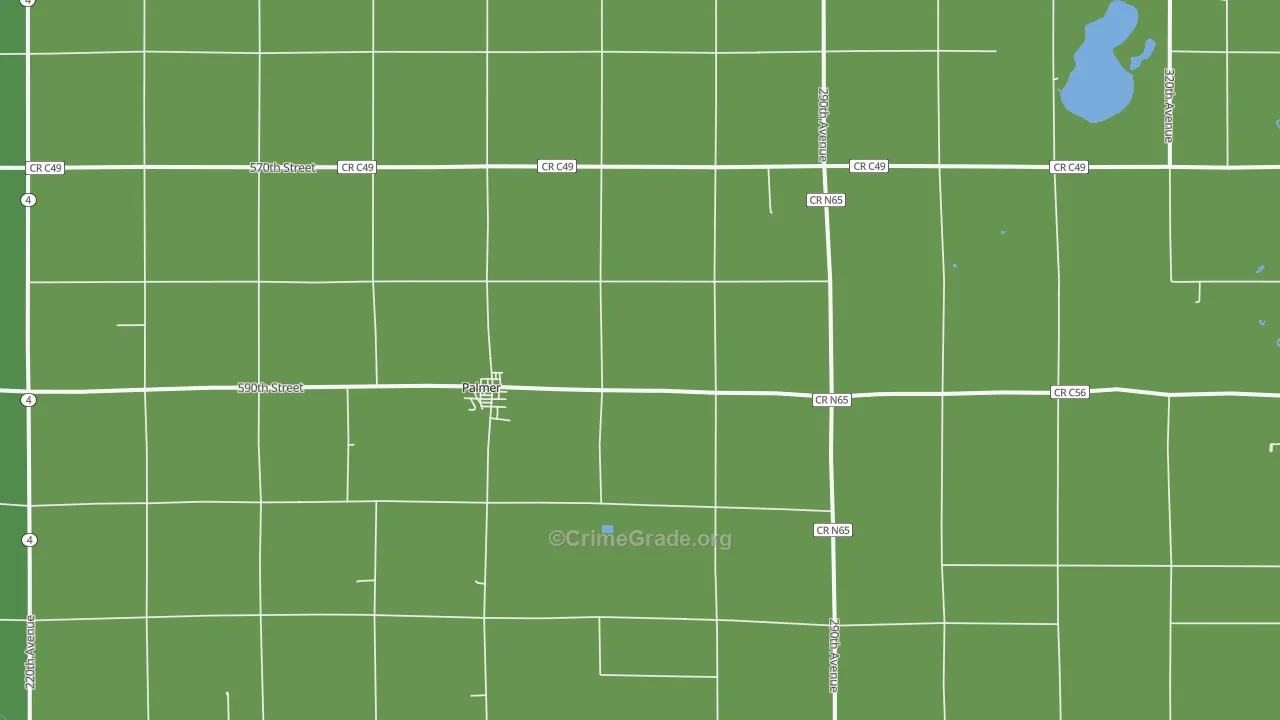 Palmer, IA Map of Vehicle Theft Rates