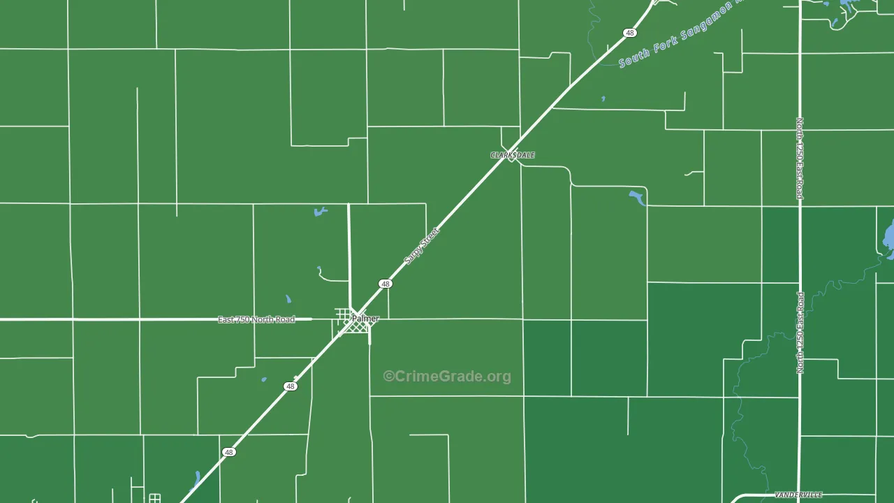 Palmer, IL Map of Vehicle Theft Rates