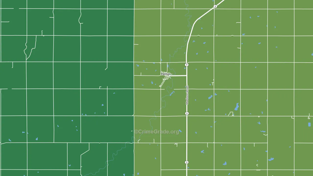 Palmer, KS Map of Vehicle Theft Rates