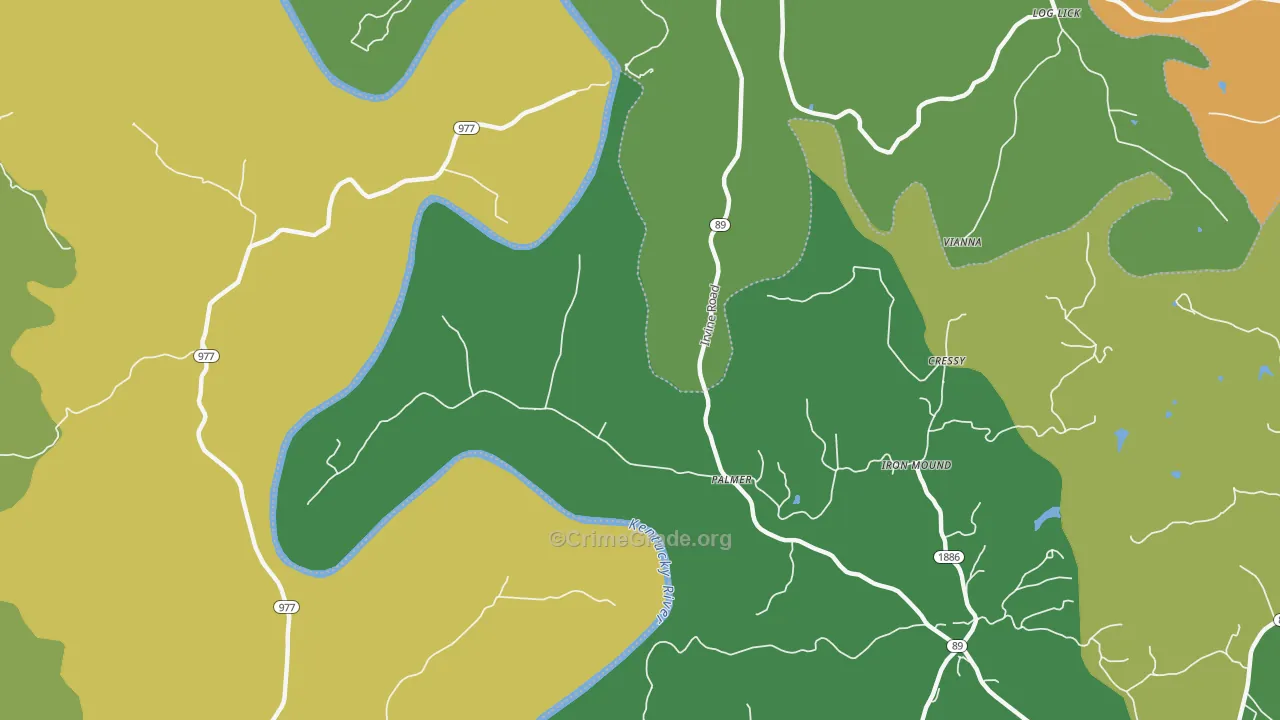 Palmer, KY Map of Vehicle Theft Rates