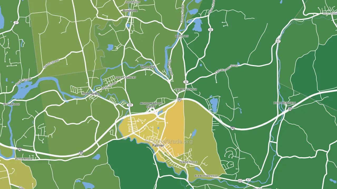 Palmer, MA Map of Vehicle Theft Rates