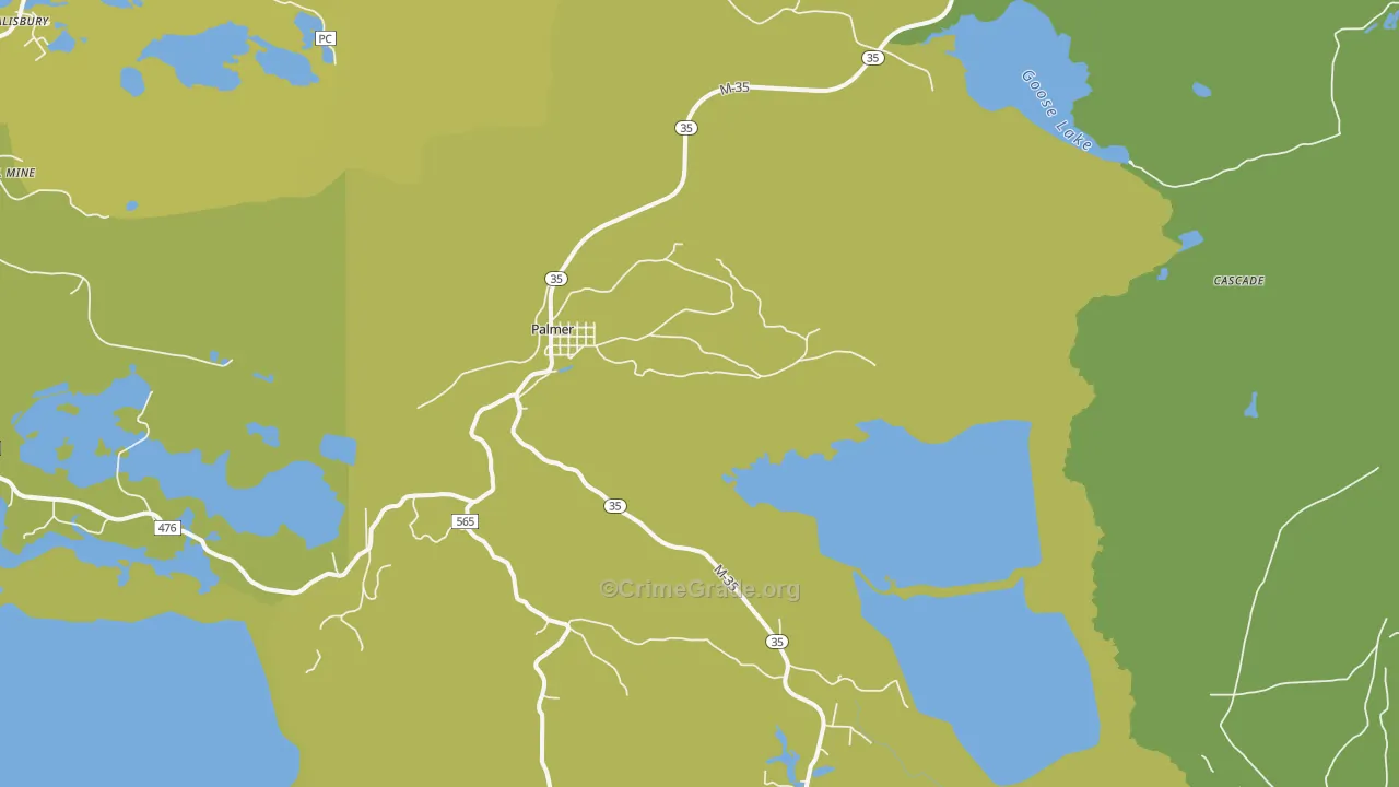 Palmer, MI Map of Vehicle Theft Rates