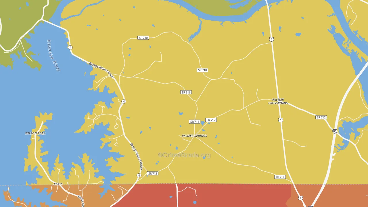 Palmer Springs, VA Map of Vehicle Theft Rates