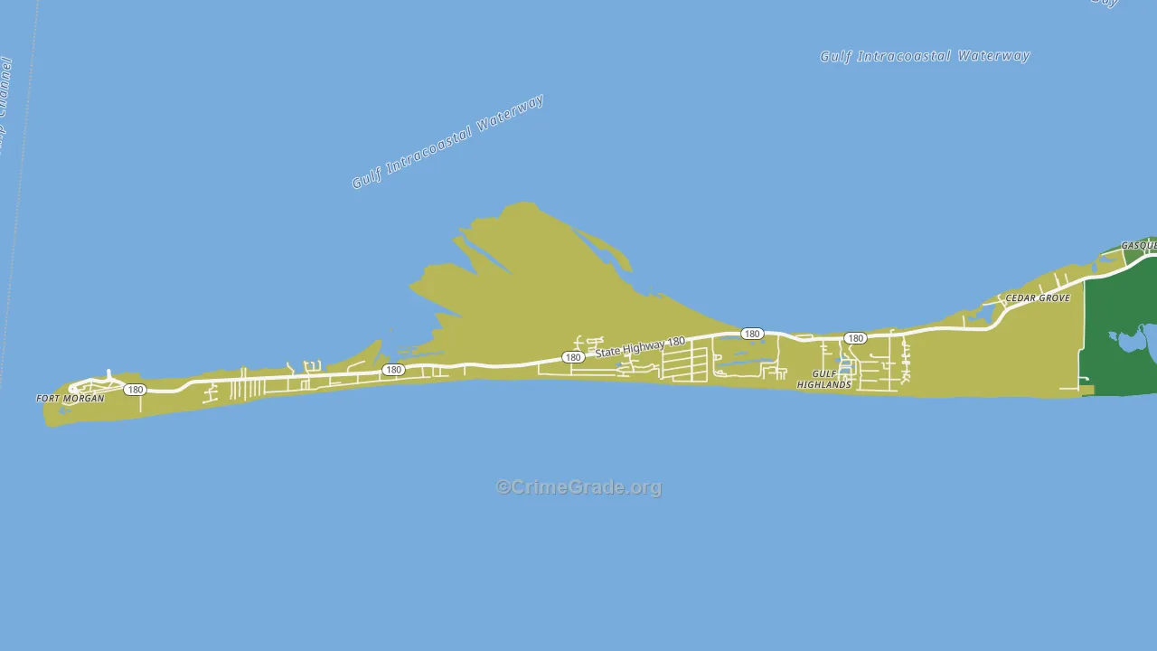 Palmetto Beach, AL Map of Vehicle Theft Rates