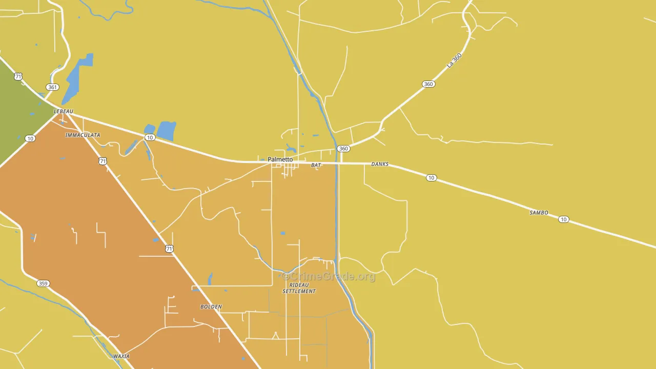 Palmetto, LA Map of Vehicle Theft Rates