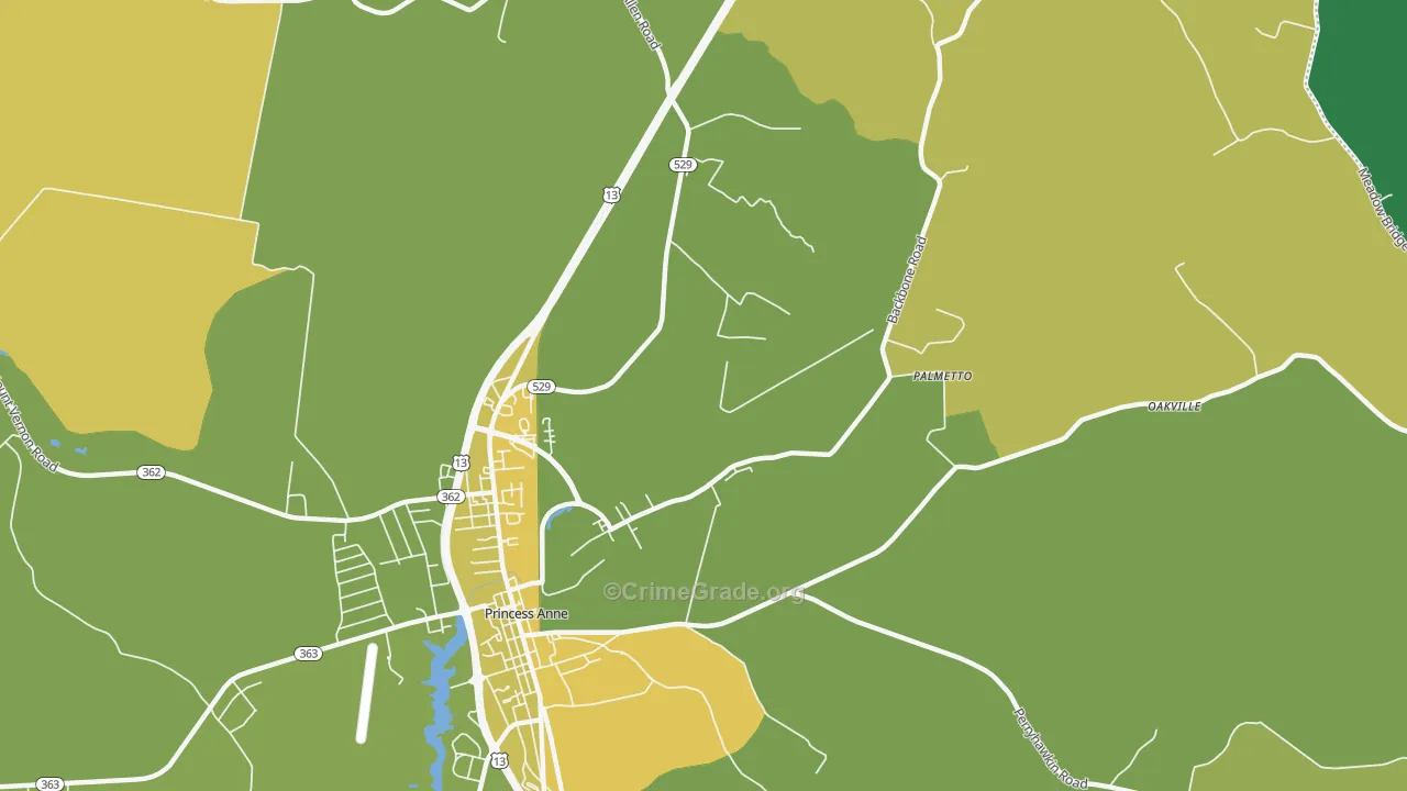 Palmetto, MD Map of Vehicle Theft Rates