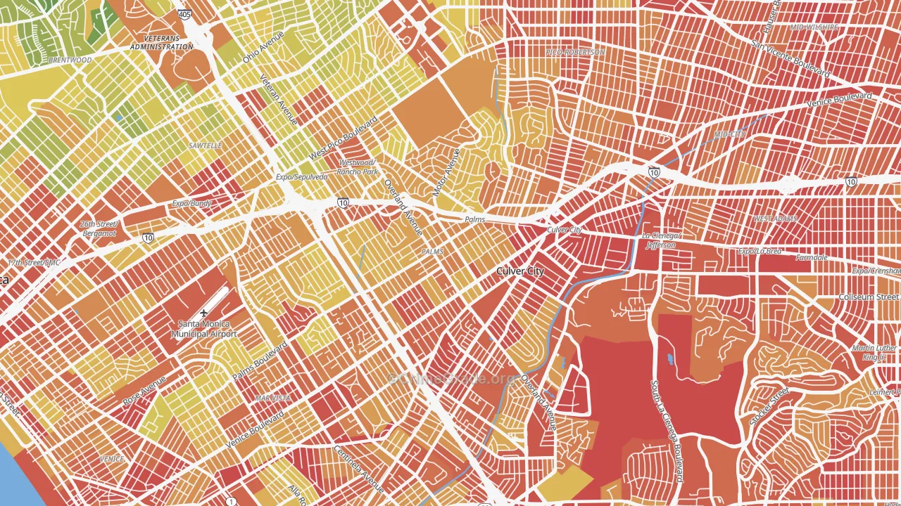 Palms, Los Angeles, CA Map of Vehicle Theft Rates