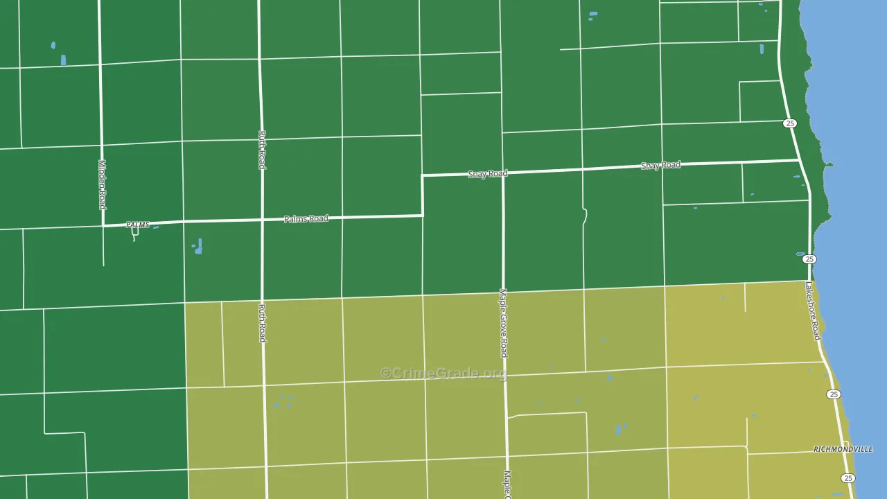 Palms, MI Map of Vehicle Theft Rates
