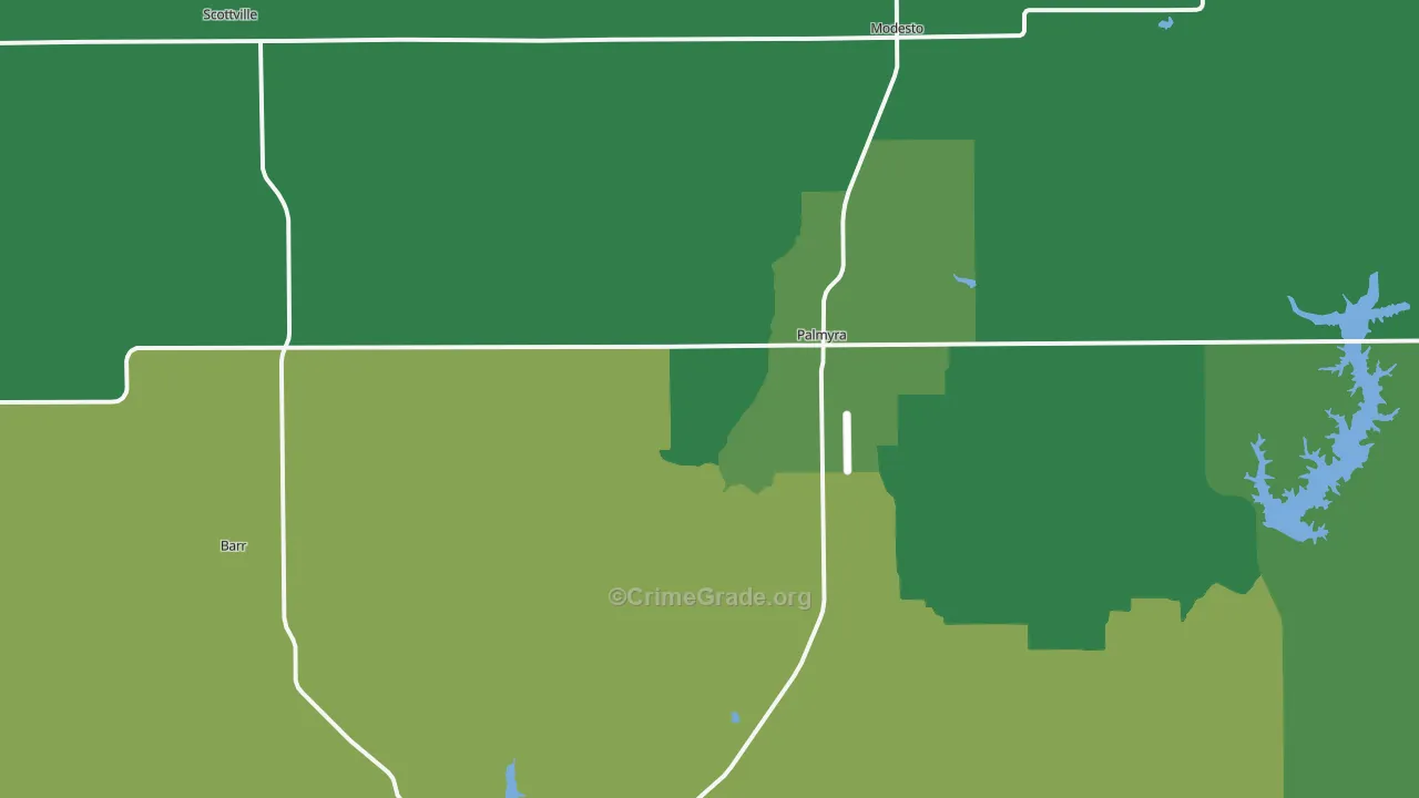 Palmyra, IL Map of Vehicle Theft Rates