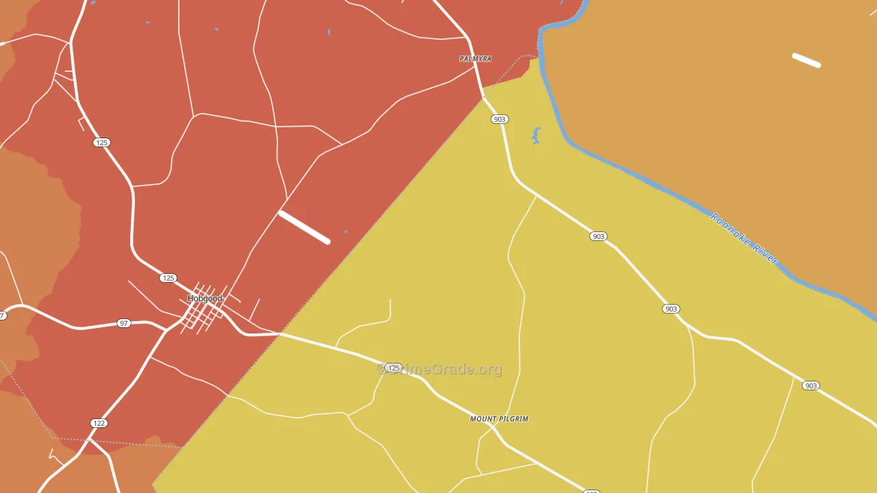 Palmyra, NC Map of Vehicle Theft Rates