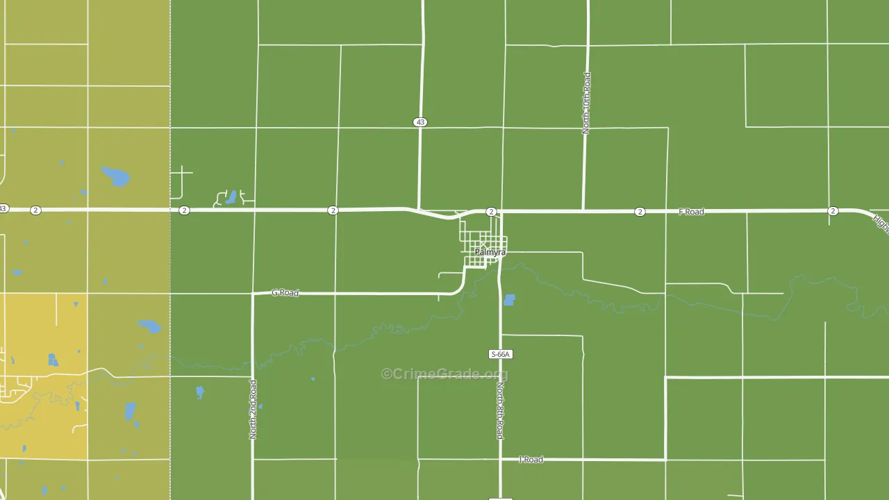 Palmyra, NE Map of Vehicle Theft Rates